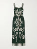 Lakshya belted printed cotton and silk-blend midi dress