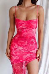 Madelyn Backless Midi Dress Rose Print Pink