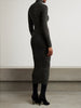 Silk-blend jacquard-knit midi dress
