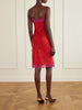 Lace-trimmed silk-satin midi dress