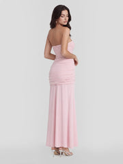 Beaded Embellished Strapless Tie-Waist Maxi Dress
