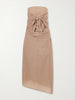 Sleeveless knot-detailed draped checked cotton midi dress