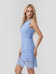 Crystal Neckline Lace Mini Dress