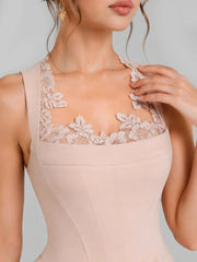 Lace Trim Corset Fit-and-Flare Mini Dress