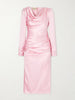 Draped silk-satin midi dress