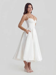 Bustier Stretch Satin Midi Dress