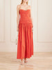 Gathered polka-dot organic cotton and silk-blend midi dress