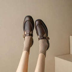 Women's Retro T-Strap Mary Jane Shoes | Round Toe Low Heels