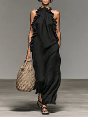 Women's Ruffle Maxi Dress | Sleeveless Tiered Ruffle Summer Maxi Dress
