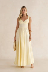 Song Of The Sky Plisse Maxi Dress Yellow