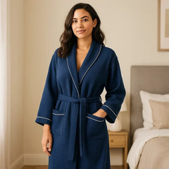 Women's Waffle Cotton Robe | Soft Absorbent Lounge Bathrobe