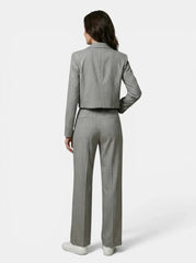 Women's Pinstripe Suit | Cropped Tailored Blazer & Wide-Leg Trousers