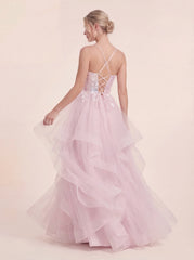 Enchanting Hand-Beaded Gown with Layered Tulle Skirt