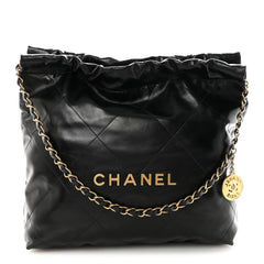 Shiny Calfskin Quilted Small Chanel 22 Black