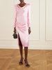 Draped silk-satin midi dress
