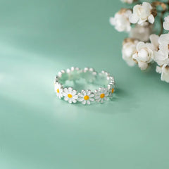 Women's Stainless Steel Daisy Ring | Adjustable Waterproof Flower Ring