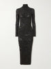 Silk-blend jacquard-knit midi dress