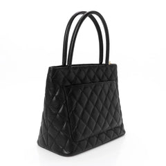 Caviar Quilted Medallion Tote Black