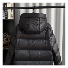 Women's Quilted Down Puffer Coat | Hooded Long Warm Winter Coat