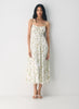 Sleeveless crepe maxi dress with floral pattern