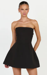 Dani Mini Dress - Strapless Square Neck Tulip Skirt Dress in Black