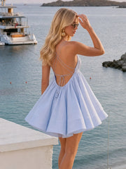 Deep V-Neck Spaghetti Strap Mini Dress