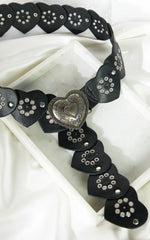 Xandy Belt - Heart Chunky Statement Belt in Black