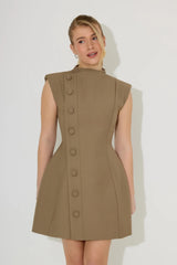 Sleeveless Button Detail Mini Dress