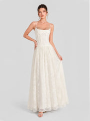 Lace Corset Lace-Up Back Maxi Dress