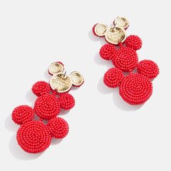 Disney Mickey Mouse Beaded Statement Earrings - Red