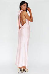 Italia Azure Crossover Halterneck Maxi Dress Pearl