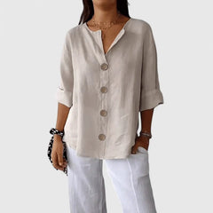 Women's Relaxed V-Neck Blouse | Easy Button-Front Summer Top