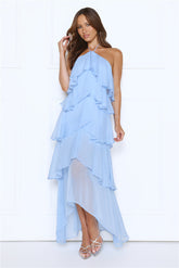 Dreamlight Affair Halter Maxi Dress Blue
