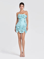 Strapless 3D Floral Corset Bodycon Mini Dress