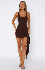 Dumping You Ribbed Mini Dress Chocolate