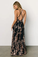 Lucienne Shimmer Maxi Gown | Navy + Rose Gold