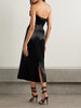 Ivy draped strapless beaded tulle midi dress