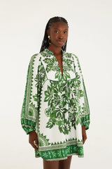 Green Flora Tapestry Mini Dress