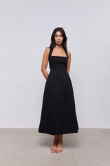 Cotton Mix Halter Midi Dress