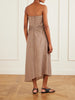 Sleeveless knot-detailed draped checked cotton midi dress