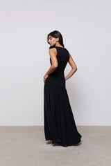Cotton Mix Dropped Waist Maxi Dress
