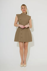 Sleeveless Button Detail Mini Dress