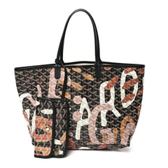 Goyardine Saint Louis Lettres Camouflage PM Black Pink Multicolor