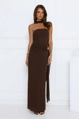 Luxe Strapless Maxi Dress Chocolate