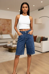 Women's Vintage Bermuda Shorts | Casual Pocket Summer Shorts