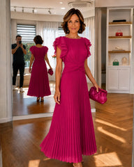 Women's Pleated Midi Dress | Elegant Flowing Occasion Dress
