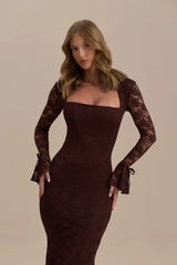 JULIETTE LACE MAXI DRESS | CHOCOLATE
