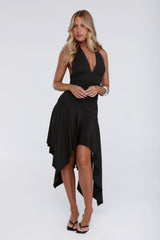 Glowberry Halter Midi Dress Black