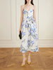 Bluebell belted draped floral-print organza midi dress