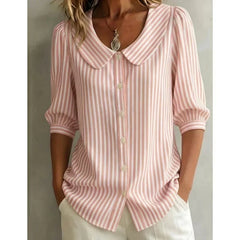 Women's Striped Button-Up Shirt | Versatile Long-Sleeve Everyday Shirt